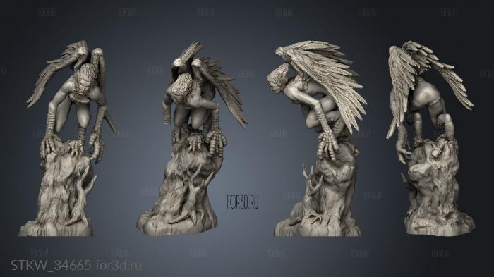 harpies sitting stl model for CNC