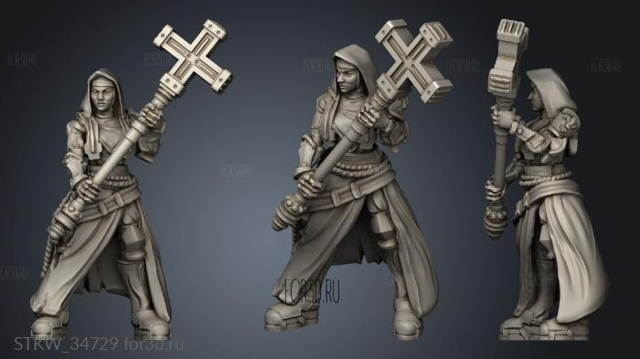 Fury Battle Nuns Cross hammer stl model for CNC