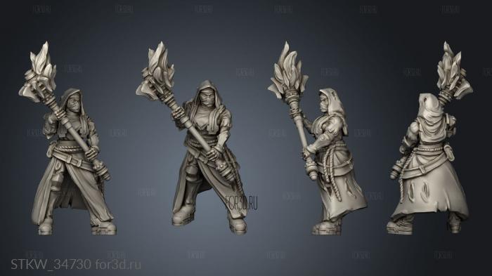 Fury Battle Nuns flaming mace stl model for CNC