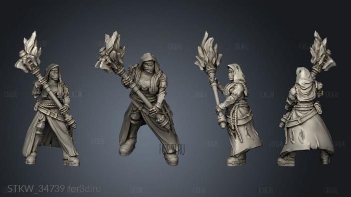 Fury Mega Battle Nuns flaming mace stl model for CNC