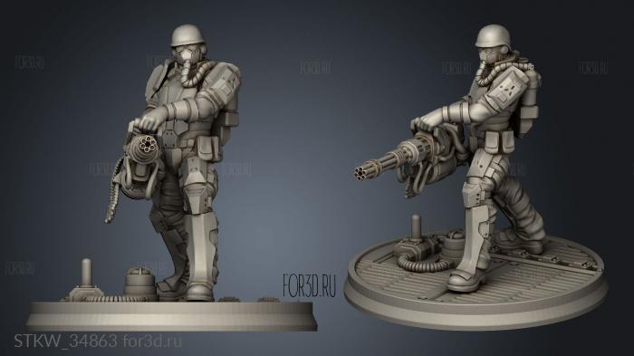 heavy weapons trooper dieselpunk stl model for CNC