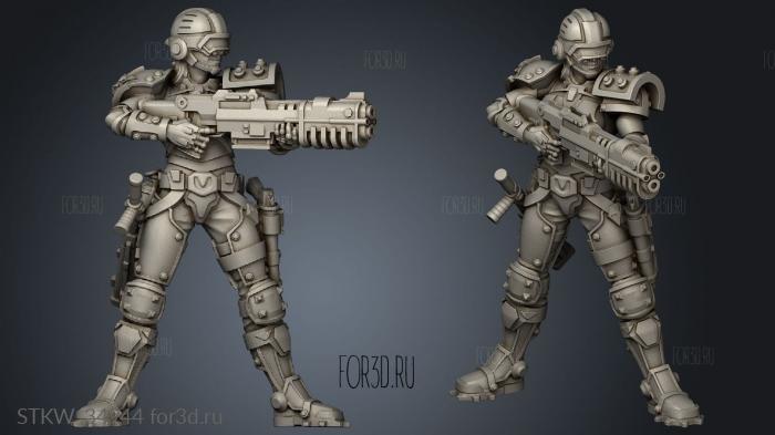 Necromunda Arbitres Female Gunner rifle 3d stl модель для ЧПУ