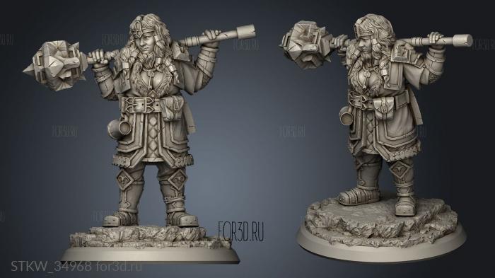 Hero Female Dwarf stl model for CNC