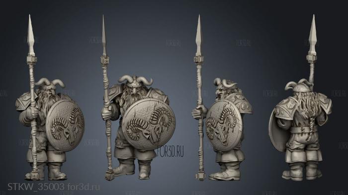 Heroes Beasts As Creatures dwarf standing pikeman stl model for CNC