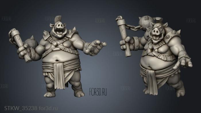 Hogs War Pig Ogre Flail stl model for CNC