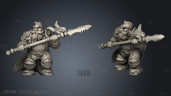 Hold Dwarf soldier stl model for CNC