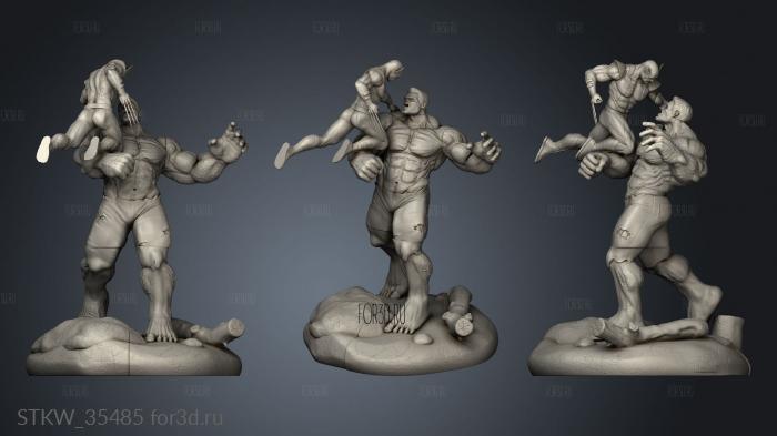 Hulk Vs Wolverine Figure stl model for CNC