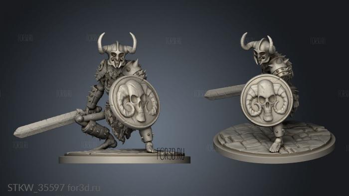 Humble skeleton warrior On stl model for CNC