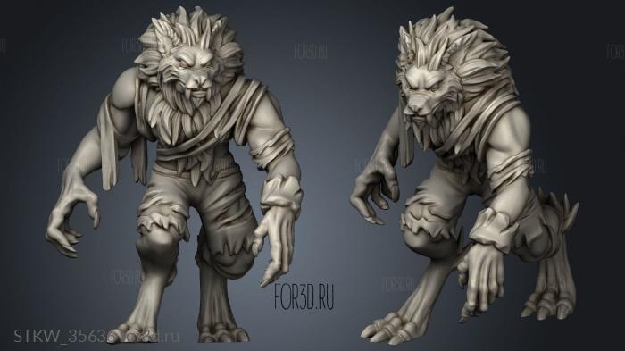 Hunters and Werewolf wolf stl model for CNC