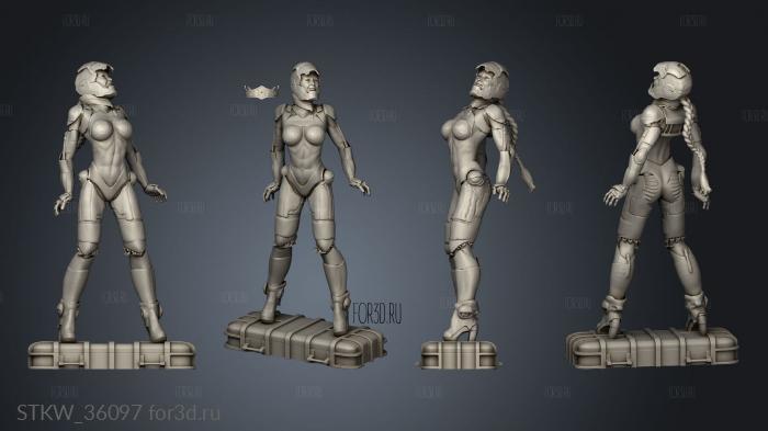 ironman woman with helmet stl model for CNC