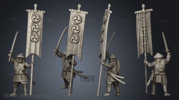 Japanese Ashigaru Command Flagbearer 3d stl модель для ЧПУ