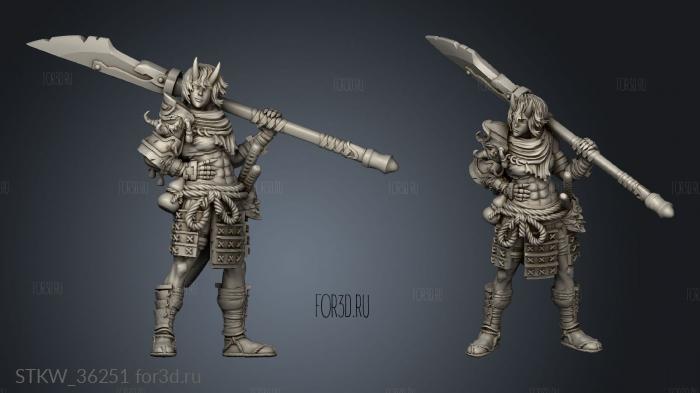 Japanese Female Oni Ronin stl model for CNC