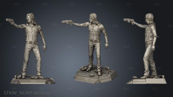 Johnny Silver with glasses statue stl model for CNC