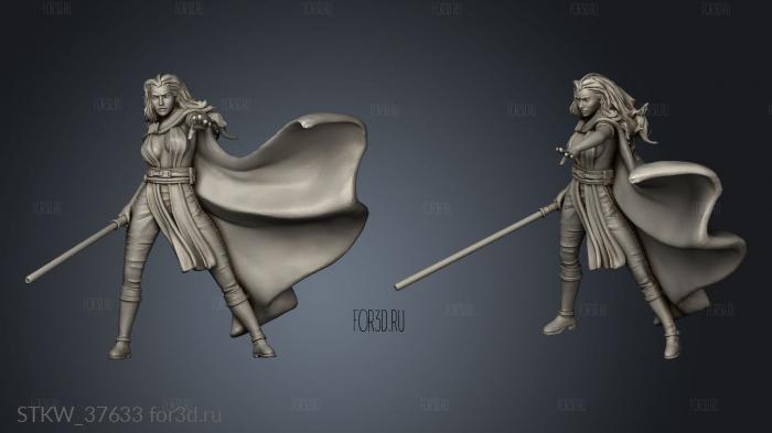 Light Side II Adept jedi woman stl model for CNC