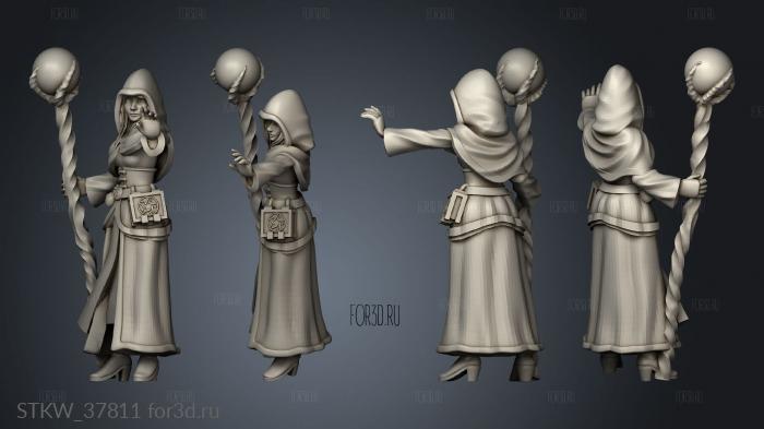 Wizardess with cape and staff 3d stl модель для ЧПУ