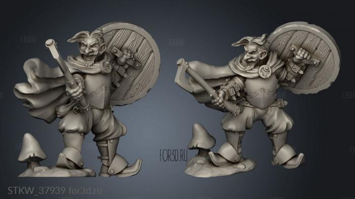 Gnome fighter Axe and Shield stl model for CNC