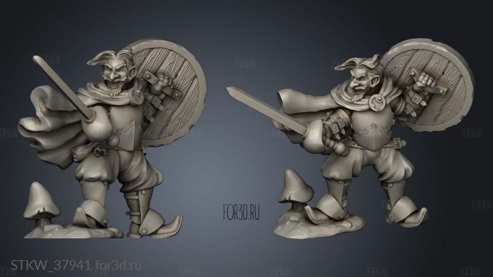 Gnome fighter Rapier and Shield stl model for CNC