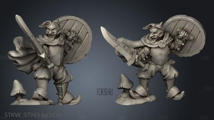 Gnome fighter Tech Sword and Shield stl model for CNC
