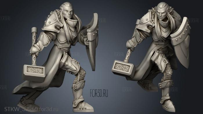 Melee Elven paladin with hammer and shield 3d stl модель для ЧПУ