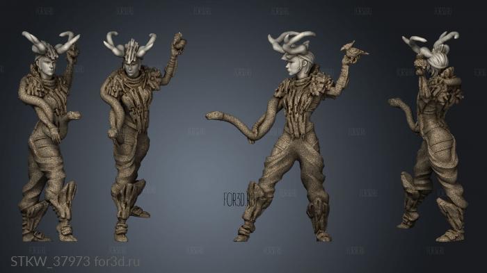 Spiritual Warriors Female druid stl model for CNC