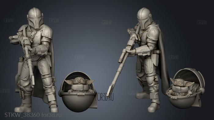 Mandalorian And Baby Booth 3d stl модель для ЧПУ