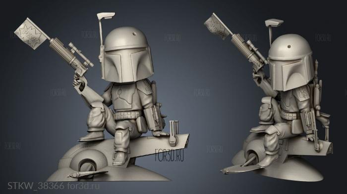 Mandalorian Chibi BACK stl model for CNC