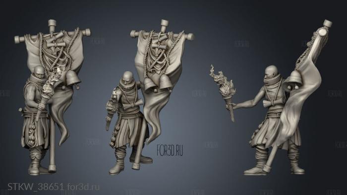 medieval bearer banner stl model for CNC