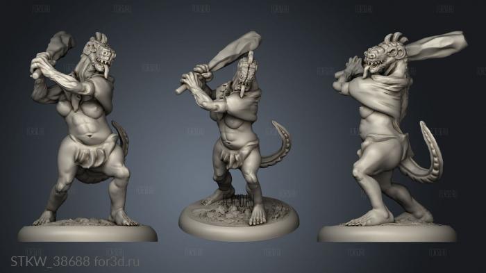 Lizardfolk Female Club Two stl model for CNC