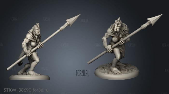 Lizardfolk Female Spear Two stl model for CNC