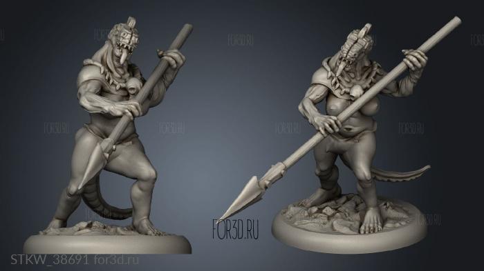 Lizardfolk Female Spear Two stl model for CNC