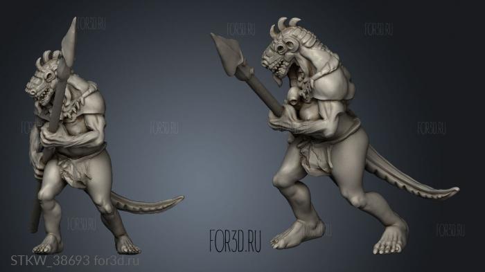 Lizardfolk Female Spear Two stl model for CNC