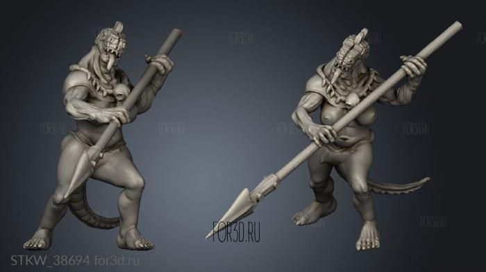 Lizardfolk Female Spear Two stl model for CNC