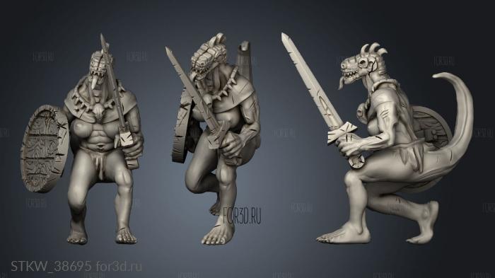 Lizardfolk Female Sword and Shield stl model for CNC