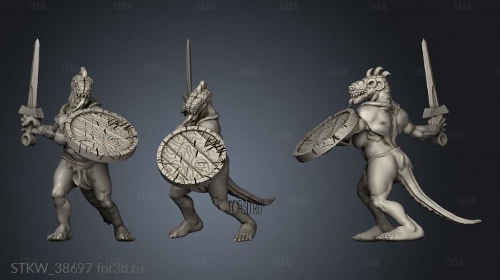 Lizardfolk Female Sword and Shield stl model for CNC