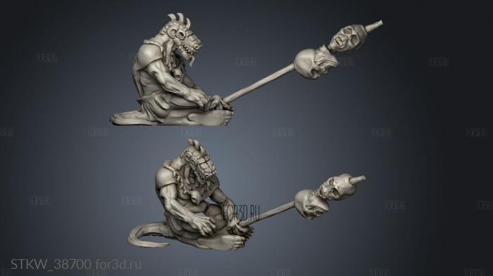 Lizardfolk Male Camp Sitting Stick in Fire stl model for CNC