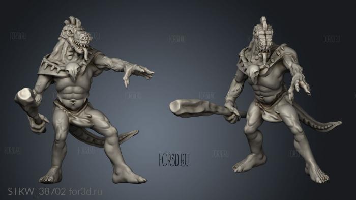 Lizardfolk Male Club Pointing stl model for CNC