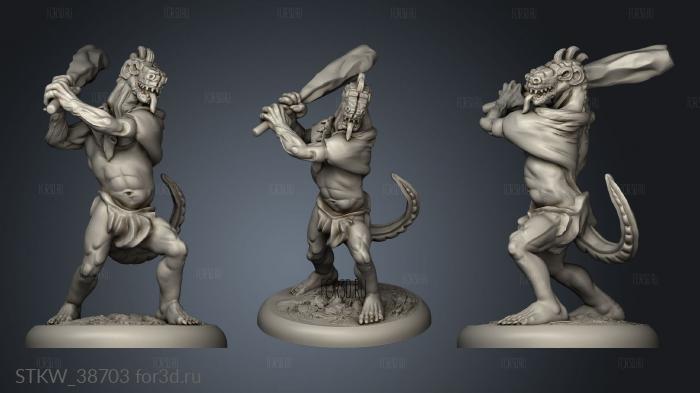 Lizardfolk Male Club Two stl model for CNC