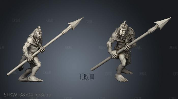 Lizardfolk Male Spear Two stl model for CNC