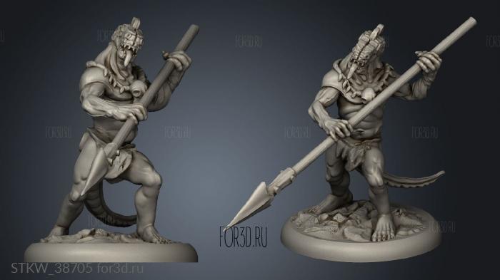 Lizardfolk Male Spear Two 3d stl модель для ЧПУ