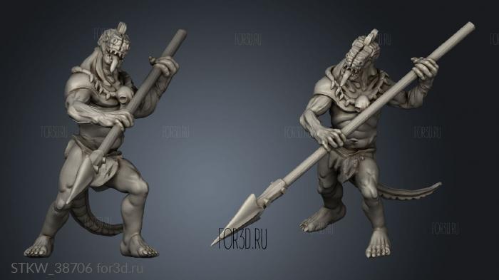 Lizardfolk Male Spear Two stl model for CNC