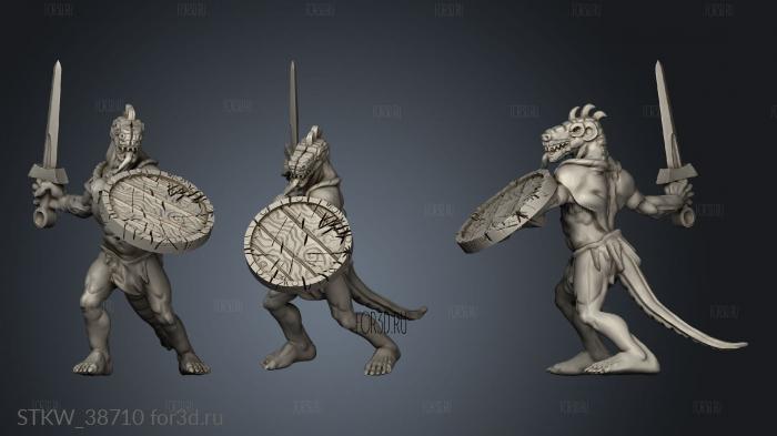 Lizardfolk Male with Sword and Shield stl model for CNC