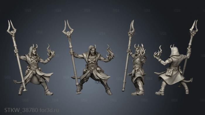 Male Warlock Hooded Daemon Flame Bolt stl model for CNC