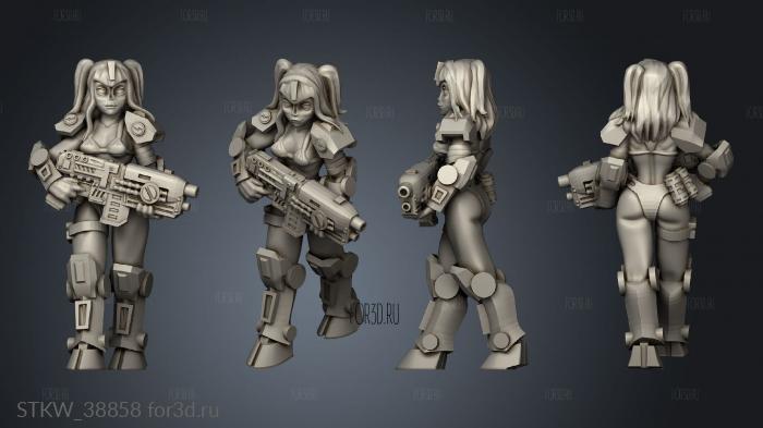 alien girl walk tails stl model for CNC