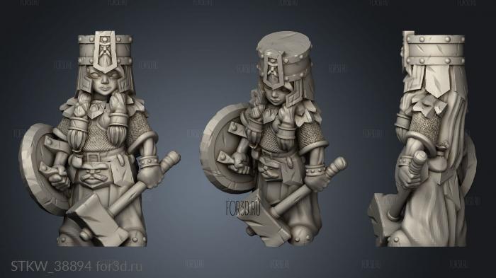 Female dwarf warrior stl model for CNC