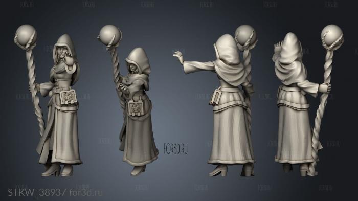 Wizardess with cape and staff 3d stl модель для ЧПУ