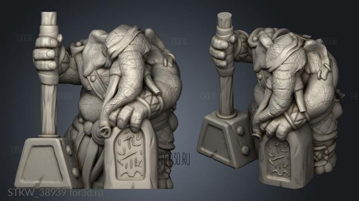 Loxodon tribal warrior 3d stl модель для ЧПУ