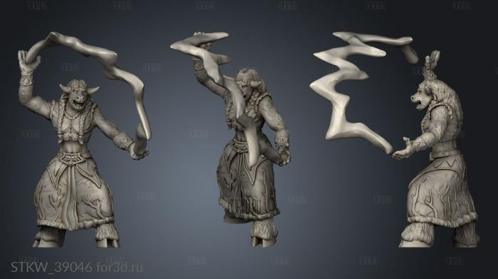 Minotaur Tribe female casting spell Druid cast 3d stl модель для ЧПУ