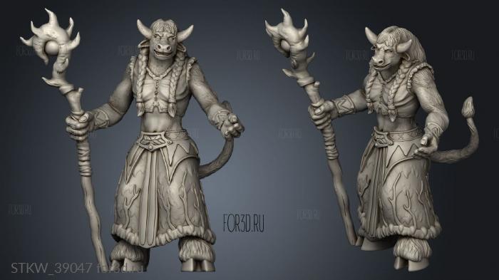 Minotaur Tribe Female with Staff 3d stl модель для ЧПУ