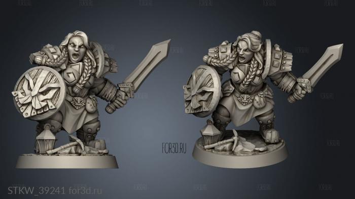 Modular Dwarven Defender Dwarf Female 3d stl модель для ЧПУ