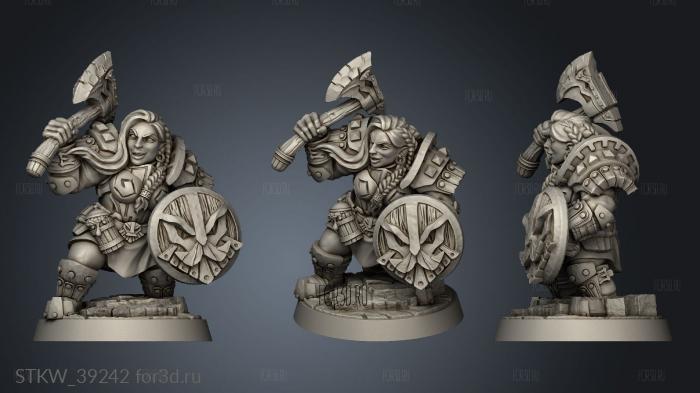 Modular Dwarven Defender Dwarf lady 3d stl модель для ЧПУ